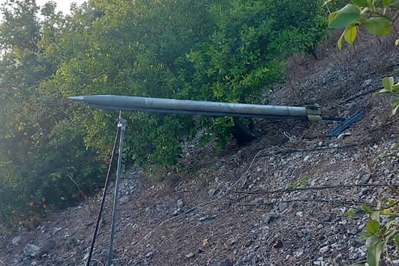 A handout picture provided by the Lebanese Army showing a rocket launcher in the southern town of Qlaile used to fire rockets into Israel. AFP