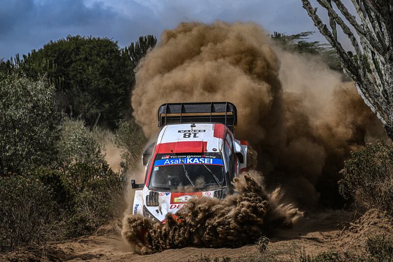 Takamoto Katsuta and Aaron Johnston competing for Toyota Gazoo Racing during Day 3 of the FIA World Rally Championship's Safari Rally Kenya on June 24, 2022. Getty