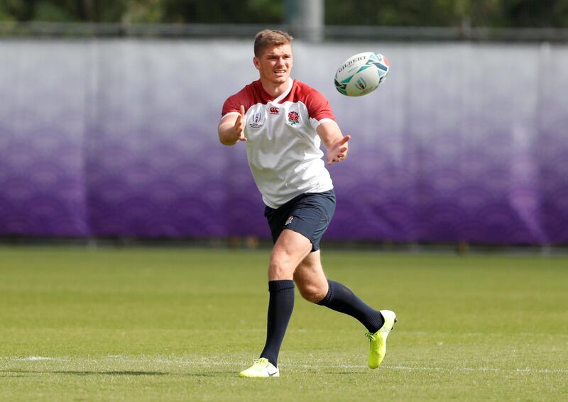 England centre Owen Farrell during a training session at Beppu Jissoji Multipurpose Ground, Beppu, Japan. Reuters