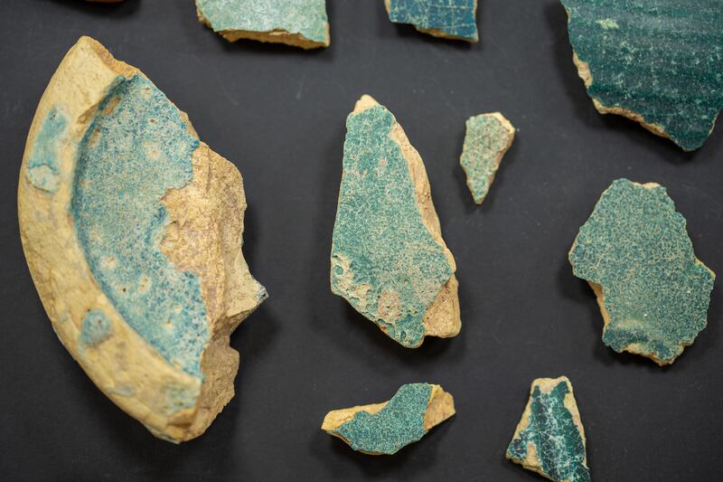 The coins were minted in Morocco, Persia, Al-Rai, the Khorasan region, Armenia and Transoxiana. Fragments of pottery were also found in the dig. Photo: Wam