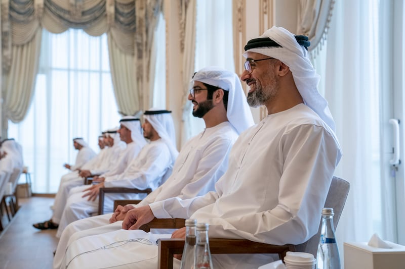 Maj Gen Sheikh Khaled bin Mohamed, Deputy National Security Adviser, member of the Abu Dhabi Executive Council and Chairman of the Abu Dhabi Executive Office; and Sheikh Sultan bin Hamdan, UAE ambassador to Bahrain.