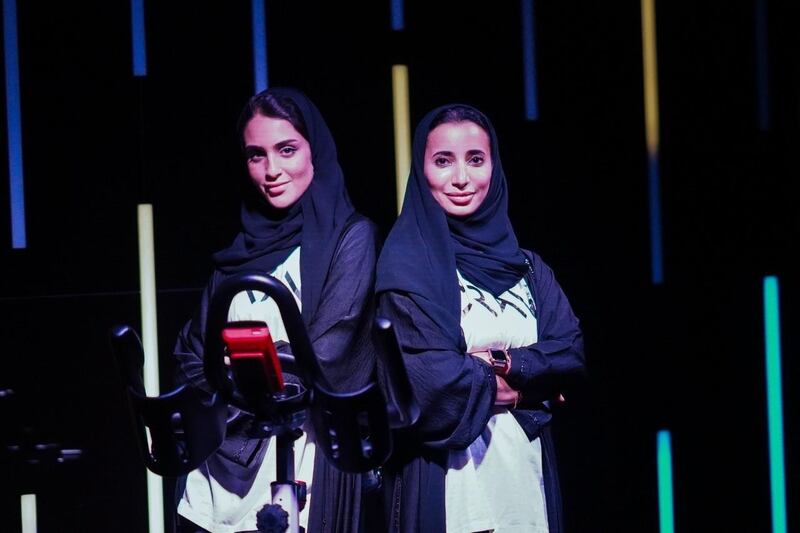 Rania R Saeed, left, and Futtaim Beljaflah have recently completed their personal training certification and are now teaching cycling classes at Crank, Al Quoz. Courtesy Crank