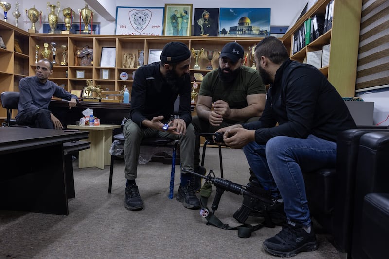 Fighters in Jenin in a community centre that is part of the refugee camp. Resistance to Israel's occupation is growing