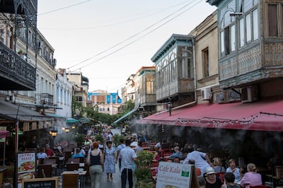 A street of restaurants in Tbilisi. Ishay Govender-Ypma