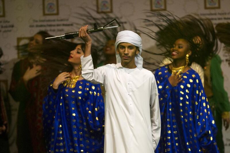 Young people from the region perform at the Skeikha Fatima bint Mubarak International Awards for Arab Youth last night in Abu Dhabi. Winners came from the UAE, Bahrain, Jordan, Palestine and Iraq. Christopher Pike / The National