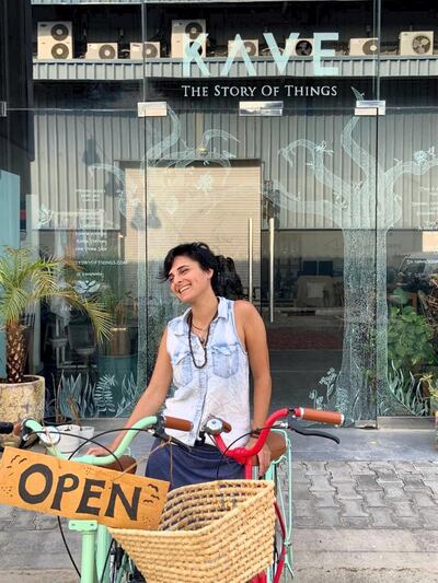 Rania Kanaan, co-founder of Kave, stands in front of the Alserkal Avenue cafe. Courtesy Kave