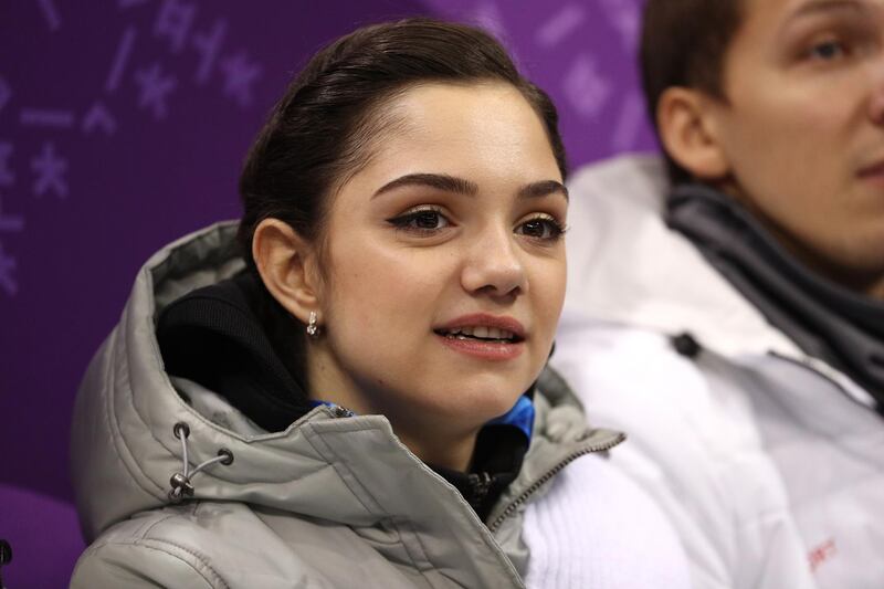 GANGNEUNG, SOUTH KOREA - FEBRUARY 11:  Evgenia Medvedeva of Olympic Athlete from Russia watches the Figure Skating Team Event  Pairs Free Skating on day two of the PyeongChang 2018 Winter Olympic Games at Gangneung Ice Arena on February 11, 2018 in Gangneung, South Korea.  (Photo by Maddie Meyer/Getty Images)