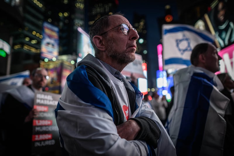 Members of the Jewish community and supporters of Israel attend a rally in New York calling for the release of hostages held by Hamas. AFP