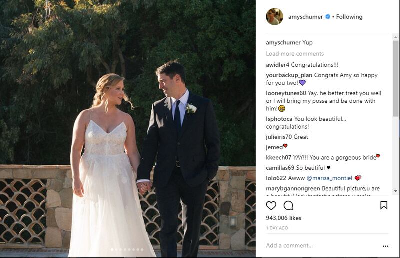 A screenshot from Amy Schumer's Instagram.