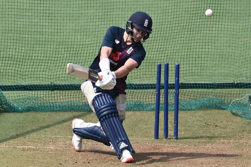 England's Sam Curran bats during a practice session at the Narendra Modi Stadium. AFP