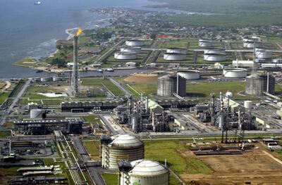Shell Oil's oil and gas terminal on Bonny Island in southern Nigeria's Niger Delta.  AFP