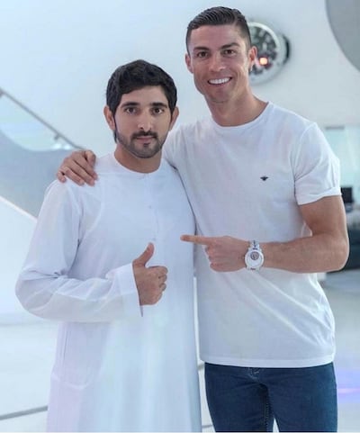 Sheikh Hamdan bin Mohammed, Crown Prince of Dubai, left, with footballer Christiano Ronaldo who's visited Dubai many times. Instagram
