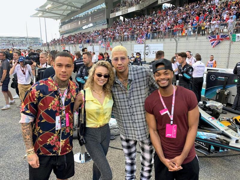 Left to right: Footballer Gregory van der Wiel, model Rose Bertrum, fencer Miles Chamley-Watson and and YouTube star King Bach. Victor Besa / The National