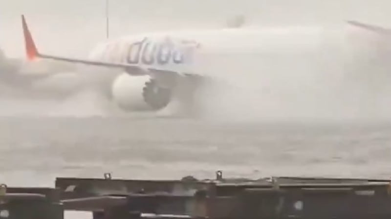 Flooding at Dubai International Airport, where 1,244 flights were cancelled and 41 diverted over two days. Photo: FL360aero