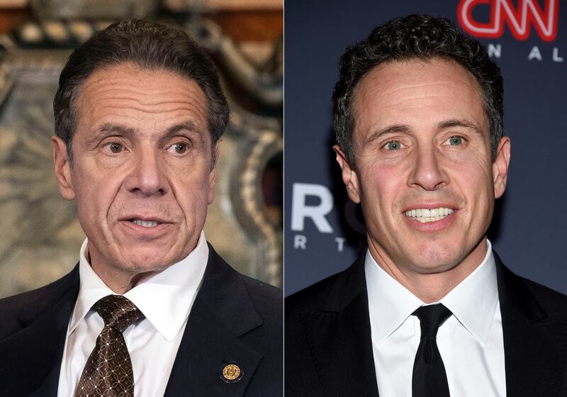 Chris Cuomo, right, told investigators he spoke regularly with Andrew Cuomo, right, coaching him on his response and admonishing him for 'bad judgment'. AP