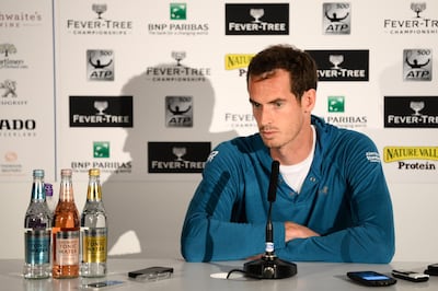 LONDON, ENGLAND - JUNE 16: Andy Murray of Great Britain speaks during a press conference during qualifying day 1 of the Fever-Tree Championships at Queens Club on June 16, 2018 in London, United Kingdom. (Photo by Patrik Lundin/Getty Images for LTA)