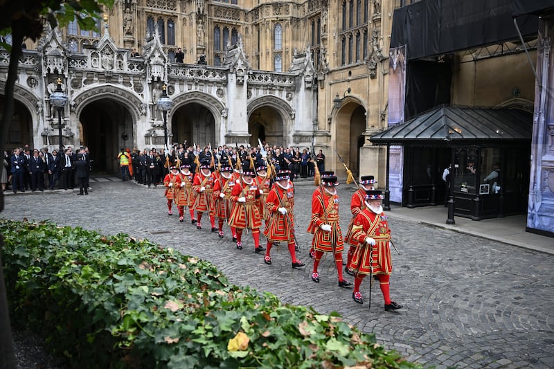 Yeomen of the Guard arrive for the presentation of addresses. Getty Images
