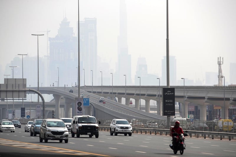 DUBAI, UNITED ARAB EMIRATES. 10 AUGUST 2020. STANDALONE. Hot weather in Dubai with hazy overcast clouds. (Photo: Antonie Robertson/The National) Journalist: None. Section: National.
