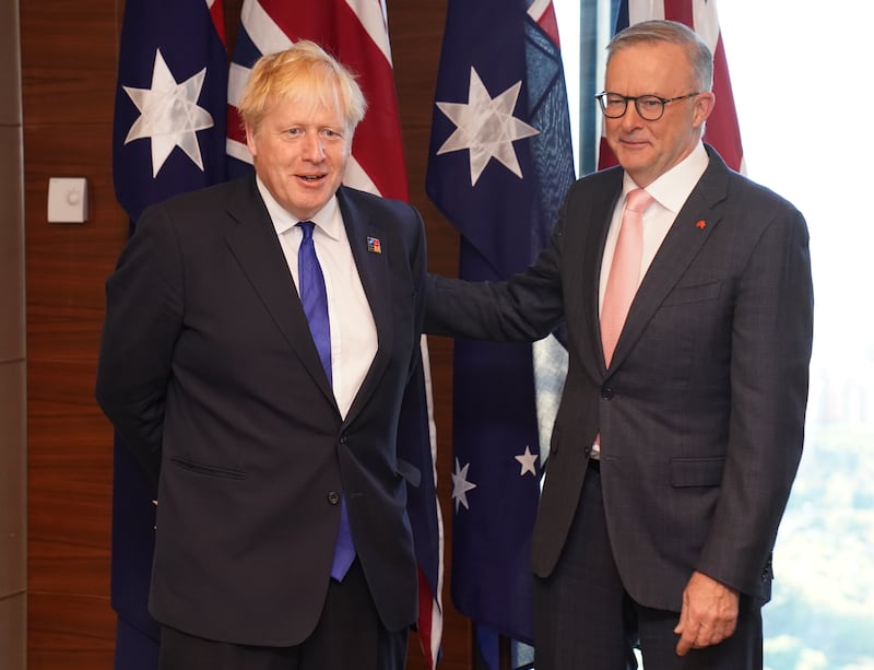 Mr Johnson meets Australian Prime Minister Anthony Albanese. PA