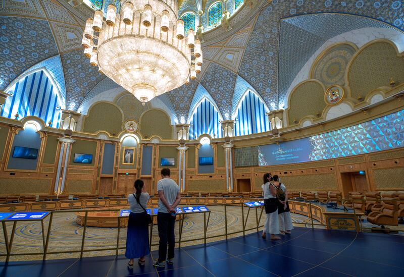 The room has one of the world's largest chandeliers, with 350,000 crystals. It weighs 12 tonnes. 