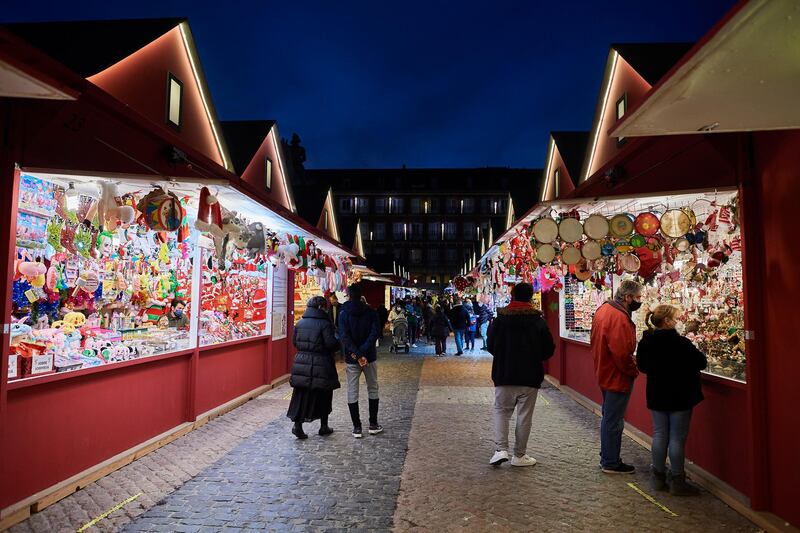 The Christmas market at Plaza Mayor in Madrid, Spain. Getty Images