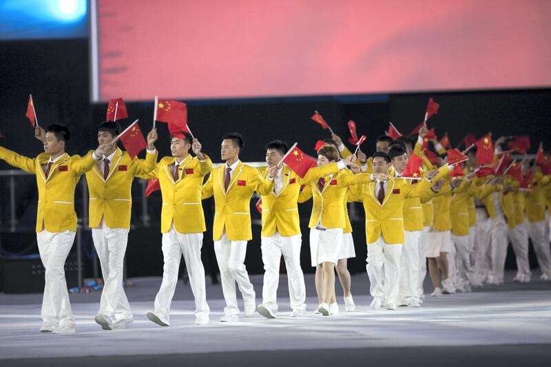 ABU DHABI, UNITED ARAB EMIRATES - OCT 14:

A parade of nations: China.

World Skills 2017 opening ceremony.

WorldSkills Abu Dhabi 2017, the world championships of vocational skills, has officially opened in the capital of the UAE. 


(Photo by Reem Mohammed/The National)

Reporter: 
Section: NA