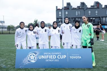The UAE unified women’s football team won a silver medal in the Special Olympics Unified Cup in Detroit. photo: Special Olympics UAE 
