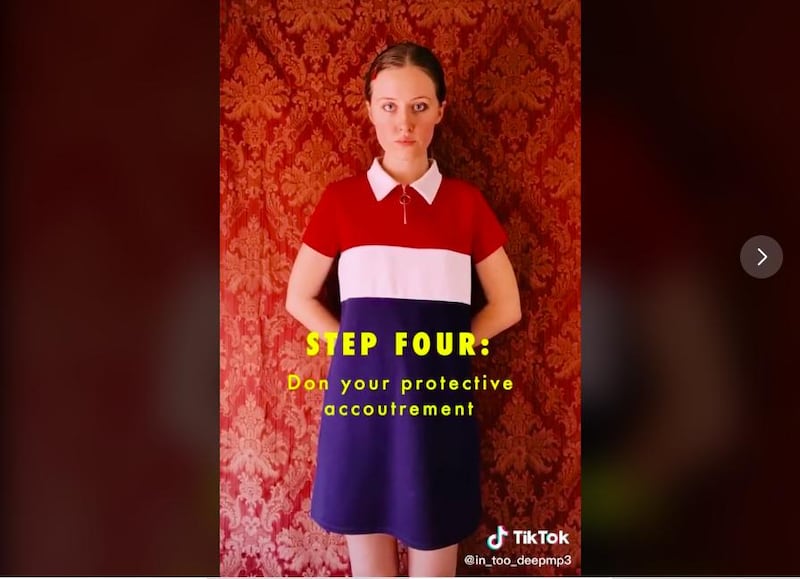 Style cues have perhaps been taken from Wes Anderson's character Margot Tenenbaum in TikTok user @in_too_deepmp3's 'Anderson Guide to Surviving a Global Pandemic'. TikTok 