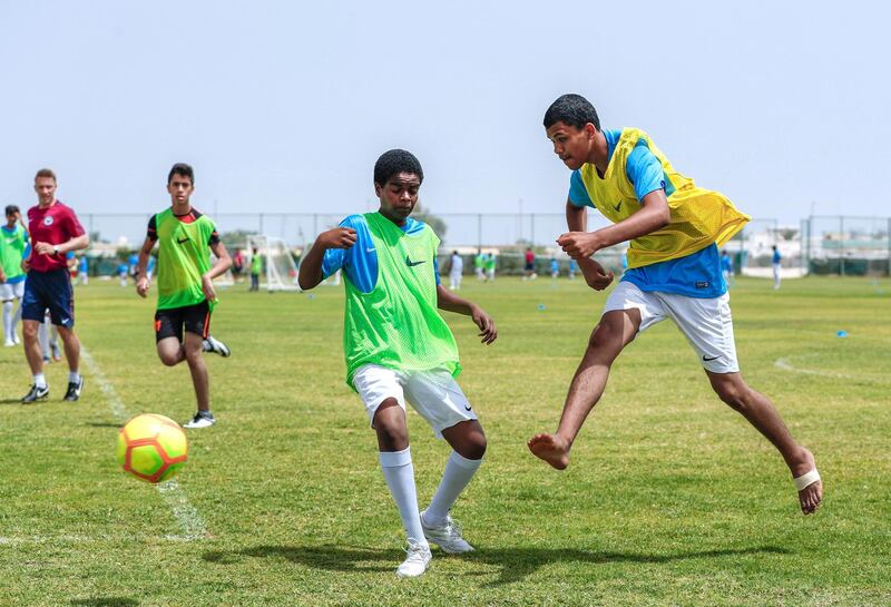 Al Mirfa, Abu Dhabi, UAE.  April 5, 2018.   Rising Stars awarding ceremony at the Al Dafra Football Club Al Mirfa Branch.
Victor Besa / The National.
National
Reporter:  Haneen Dajani