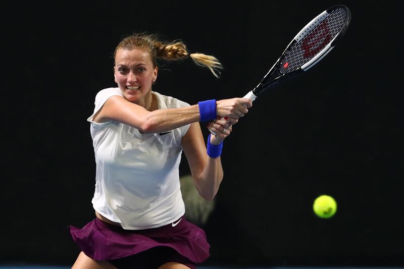 Petra Kvitova plays a backhand in her match against Anastasia Pavlyuchenkova. Getty Images