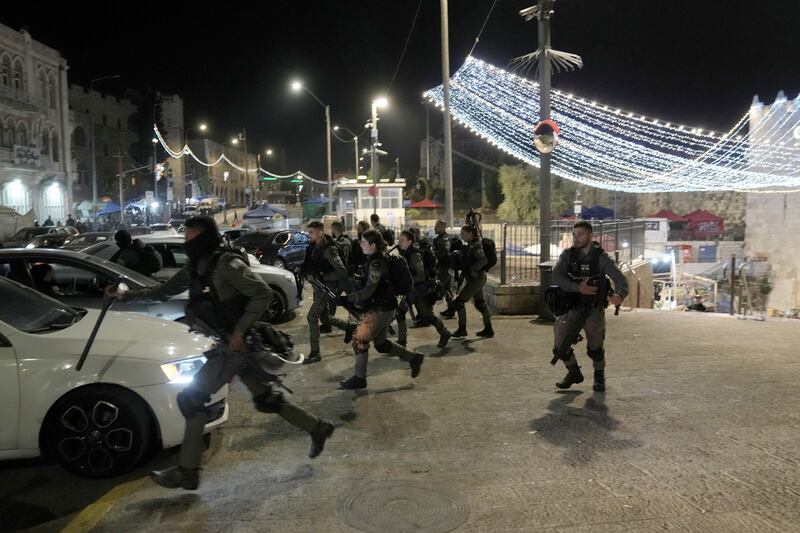 Israeli Border Police near the Damascus Gate. AP 