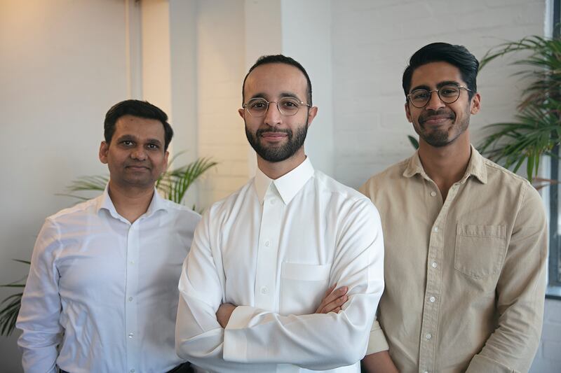 From left to right, Ashu Gupta, chief technology officer and co-Founder of Lean, Hisham Al-Falih, chief executive and co-founder of the company, and Aditya Sarkar, chief product officer and co-founder of the firm. Image: Lean