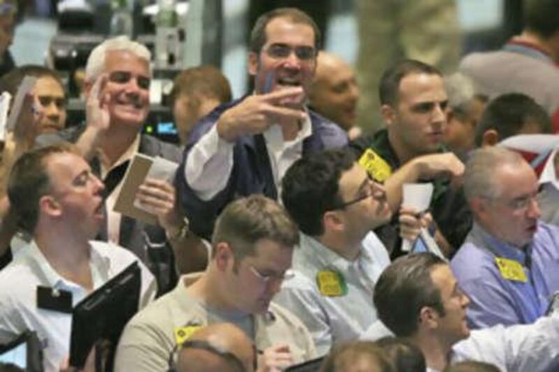 Traders work the crude oil futures pit at the New York Mercantile Exchange  on Oct 16 2008.