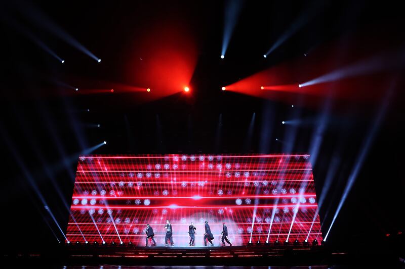 The Backstreet Boys perform with a spectacular light show