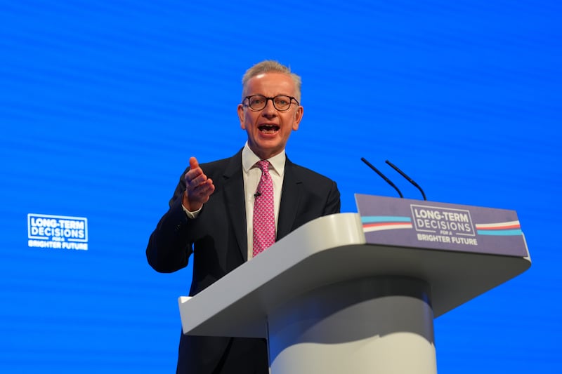 Britain's Secretary of State for Levelling Up, Housing and Communities Michael Gove at the conference. Getty Images