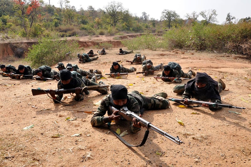 Maoists train to fight government troops in the jungle 160km from Ranchi, the capital of Jharkhand state, eastern India. AFP