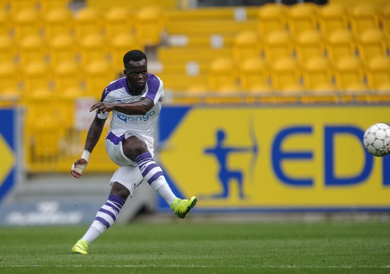 LOKEREN, BELGIUM -  JULY 23:Cheick Tiote of Newcastle (24) strikes the ball during the Pre Season Friendly match between KSC Lokeren and Newcastle United on July 23, 2016, in Lokeren, Belgium. (Photo by Serena Taylor/Newcastle United via Getty Images)