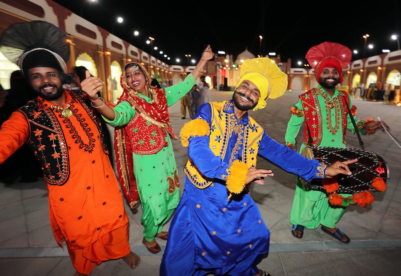 Indian dancers at the Sheikh Zayed Festival. The event celebrates the UAE's diverse community