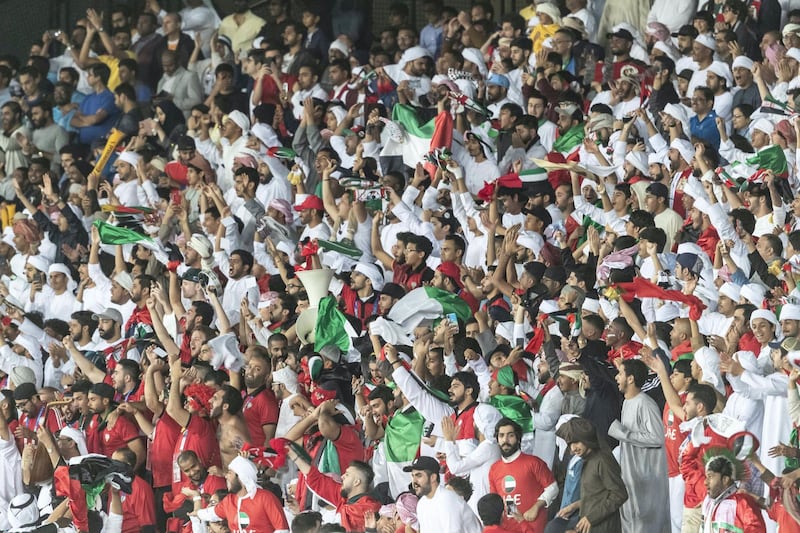 ABU DHABI, UNITED ARAB EMIRATES. 10 JANUARY 2019. AFC Football at Zayed Sports City. UAE vs India match. First half. UAE leads 1-0. (Photo: Antonie Robertson/The National) Journalist: John McAuley. Section: Sport.