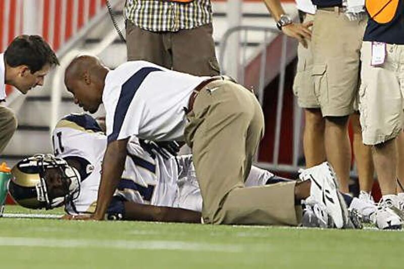 Donnie Avery of the Rams injured his  right knee in a pre-season game with the Patriots. The fear is he will miss the entire 2010 season.