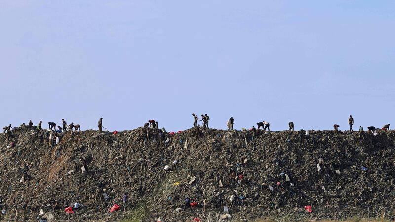 Workers sorting rubbish at the landfill of Burj Hammoud, north of the Lebanese capital, Beirut. AFP