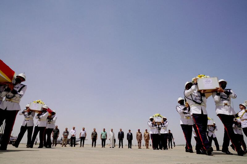 Funerals take place at Baghdad Airport. Photo: Iraqi Prime Minister's Media Office