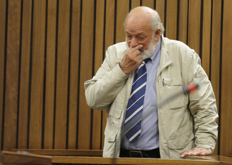 Barry Steenkamp, father of Reeva Steenkamp, gives evidence on the second day of the sentencing hearing of Oscar Pistorius at the High Court in Pretoria, South Africa, on June 14, 2016. Kim Ludbrook / Associated Press 
