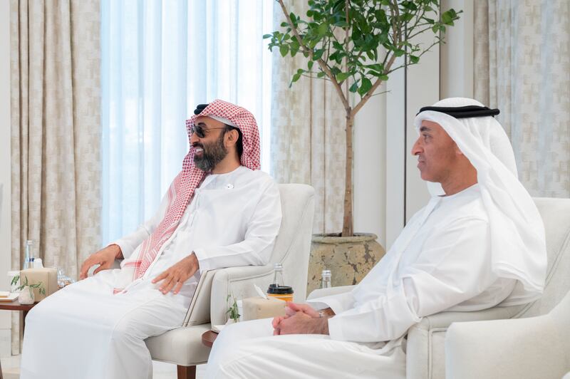 Sheikh Tahnoon and Yousef Al Otaiba meet with Brett McGurk.