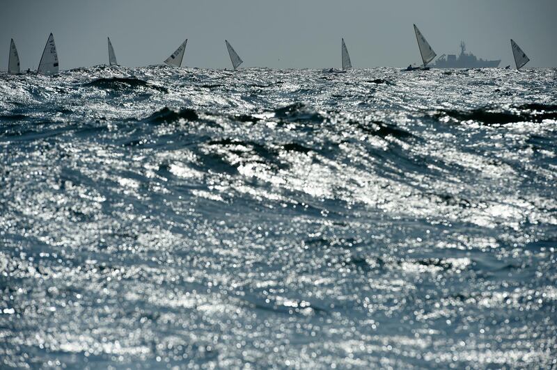 The Men's Finn class during the Sailing Tokyo 2020 test event at Enoshima Yacht Harbour in Fujisawa, Kanagawa, Japan. Getty Images