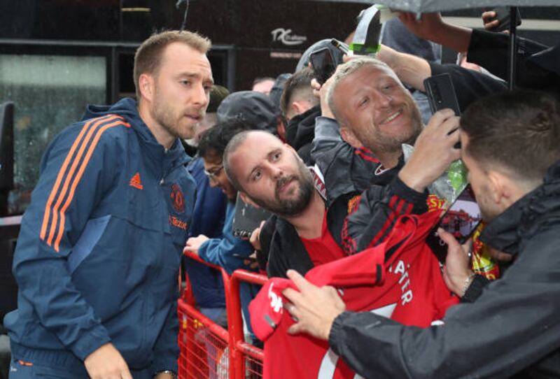 Christian Eriksen arrives at Old Trafford. Getty