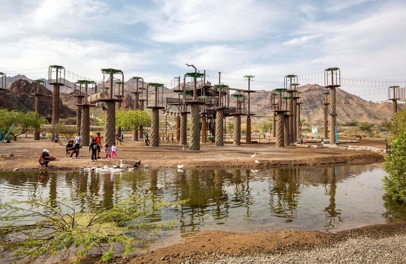 Hatta, United Arab Emirates -Family activities  at Hatta Wadi Hub where the newly opened dropin slide is also the latest attraction.  Leslie Pableo for The National