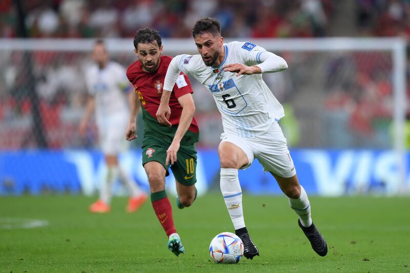 Rodrigo Bentancur 7 - Booked early for a late challenge on Dias, but that didn’t slow him down as Bentancur maintained his aggressive approach in midfield. Produced Uruguay’s best chance of the first half as he broke through Portugal’s line, only to get the finish wrong. Getty