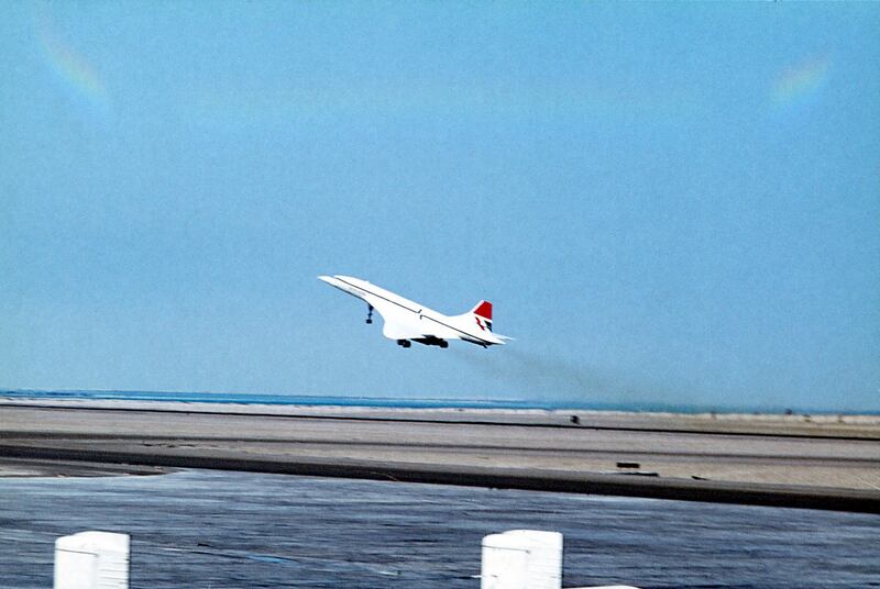 
It takes a stretch of the imagination to picutre the supersonic airliner Concorde swooping down to land at Abu Dhabi’s Al Bateen Airport.  Yet that is exactly what happened on an August day in 1974. Concorde, which was only operated by British Airways and Air France, never flew a scheduled service to the Arabian Gulf. But it did come to the UAE before going into service, in a trip that included Dubai, Qatar, Kuwait and Muscat. The visit was a demonstration tour designed (unsuccessfully) to drum up new customers but also to prove the aircraft’s hot weather capability in the height of a Gulf summer. In those days, Al Bateen was the international airport. British Airways briefly ran a scheduled supersonic service to Bahrain when the aircraft went into service in 1976, but this was quickly superseded by the more profitable North Atlantic route. This photograph was taken by Peter Alvis, who lived and worked in Abu Dhabi from 1973 to 1975.  He remembers that: “Our office was in line with the runway and when Concorde took off we thought the office was about to collapse, as the whole place was shaking.” 

Courtesy Peter Alvis 