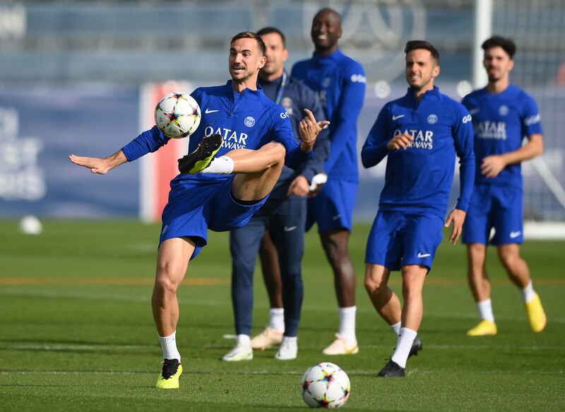 PSG's Fabian Ruiz controls the ball during training. AFP